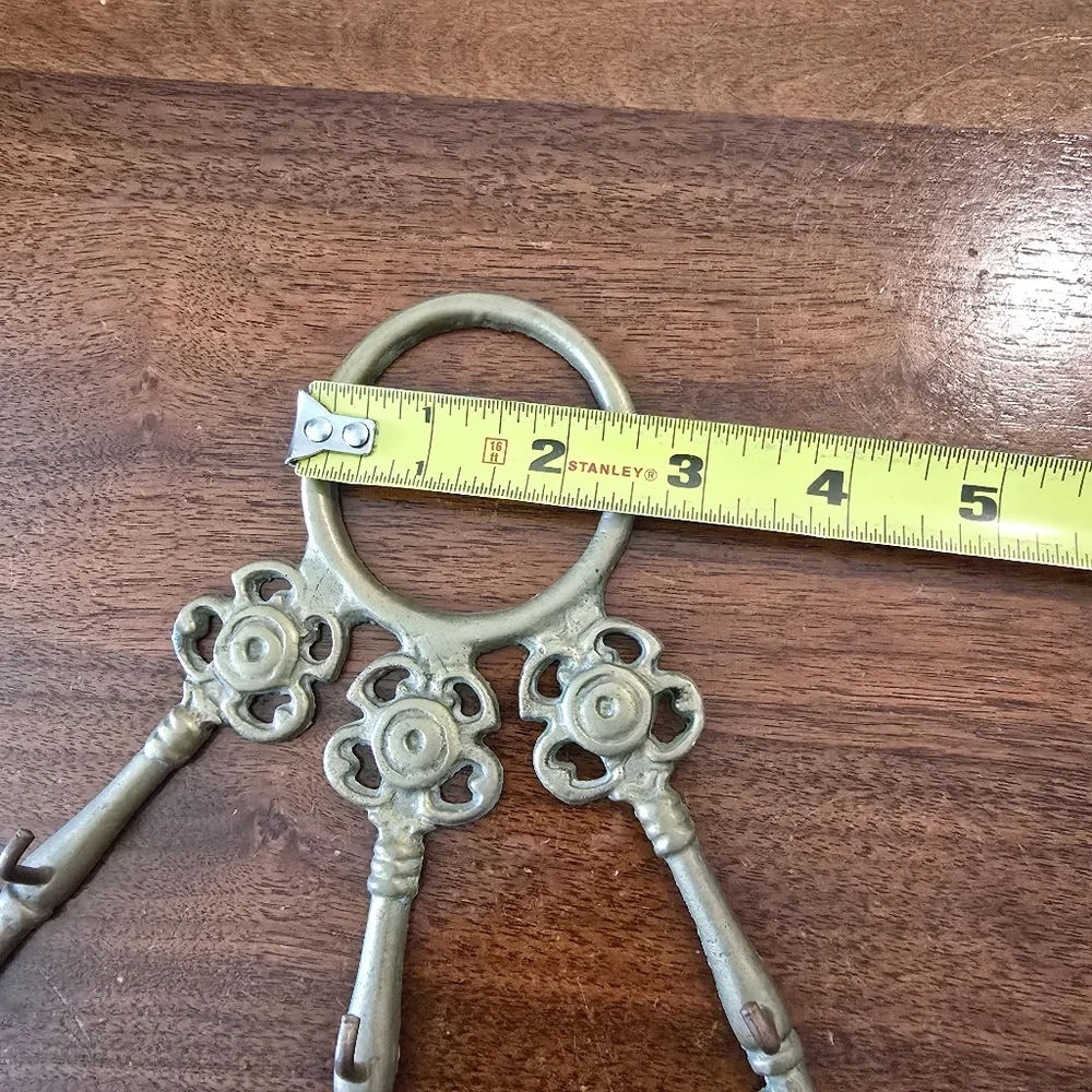 Vintage Rare Brass Keys Hanger w/ 3 Hooks‎